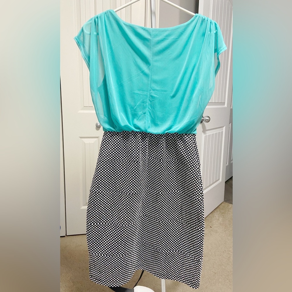 Enfocus Studio Turquoise Midi Dress with black and white polkadots - Picture 7 of 10